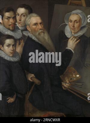 Autoportrait du peintre avec sa famille 1594 par Jacob Willemsz Delff Banque D'Images