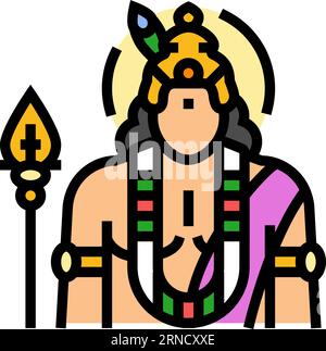 illustration vectorielle d'icône de couleur indienne de kartikeya god Illustration de Vecteur