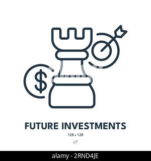 Icône investissements futurs. Investisseur, Fonds, dividendes. Contour modifiable. Icône vecteur simple Illustration de Vecteur