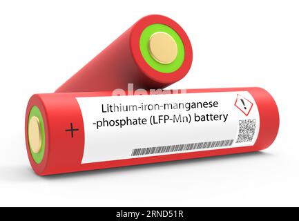 Batterie lithium-fer-manganèse-phosphate (LFP-mn) les batteries LFP-mn sont rechargeables et utilisées dans des applications qui nécessitent une longue durée de vie et un saf élevé Banque D'Images