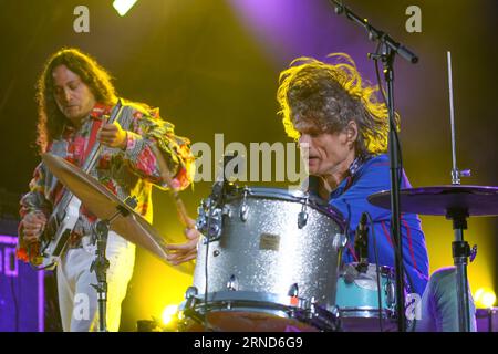 Dorset, Royaume-Uni. Jeudi 31 août 2023. Greg Saunier de Deerhoof en concert lors de l'édition 2023 du festival End of the Road au Larmer Tree Gardens dans le Dorset. Date de la photo : jeudi 31 août 2023. Le crédit photo devrait se lire : Richard Gray/Alamy Live News Banque D'Images