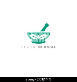 Conception de logo médical à base de plantes. Logo de pharmacie Eco Green Vector Design Illustration de Vecteur