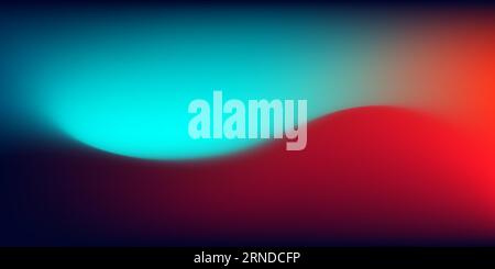 dark mesh color gradient background design with turquoise and red light waves Stock Vector