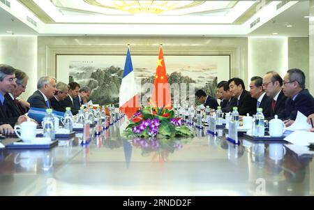 (160516) -- BEIJING, May 16, 2016 -- Chinese Foreign Minister Wang Yi (3rd R) meets with French Foreign Minister Jean-Marc Ayrault (3rd L) in Beijing, capital of China, May 16, 2016. ) (cxy) CHINA-BEIJING-WANGYI-AYRAULT-MEETING (CN) DingxHaitao PUBLICATIONxNOTxINxCHN   160516 Beijing May 16 2016 Chinese Foreign Ministers Wang Yi 3rd r Meets With French Foreign Ministers Jean Marc Ayrault 3rd l in Beijing Capital of China May 16 2016 Cxy China Beijing Wangyi District Ayrault Meeting CN DingxHaitao PUBLICATIONxNOTxINxCHN Stock Photo