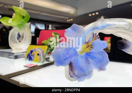(160527) -- HONG KONG, May 27, 2016 -- Flower featured crystal glass art pieces by Loretta Hui-shan Yang are seen in Hong Kong, south China, May 27, 2016. An exhibition featuring crystal glass creations by artist Loretta Hui-shan Yang of LIULIGONGFANG (literally, crystal workshop) of southeast China s Taiwan started in Hong Kong on Friday. The event will last till June 5. ) (zhs) CHINA-HONG KONG-TAIWAN-CRYSTAL GLASS ART (CN) LiuxYun PUBLICATIONxNOTxINxCHN   160527 Hong Kong May 27 2016 Flower featured Crystal Glass Art Pieces by Loretta Hui Shan Yang are Lakes in Hong Kong South China May 27 2 Stock Photo