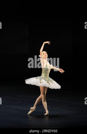 (160603) -- HELSINKI, le 3 juin 2016 -- Sun Yimeng, danseur de ballet chinois, salue le public à Helsinki, Finlande, le 2 2016 juin. Le huitième Concours international de ballet d'Helsinki s'est achevé le 2 juin. Au total, 88 danseurs de ballet de 24 pays ont été acceptés dans le concours. Le Grand Prix a été décerné au joueur sud-coréen Heesun Kim. Six joueurs chinois ont remporté des prix dans la compétition. Étant l'une des compétitions les plus prestigieuses au monde, Helsinki International Ballet Competition a lieu tous les quatre ans. FINLANDE-HELSINKI-BALLET-COMPETITION LixJizhi PUBLICATIONxNOTxINxCHN Banque D'Images