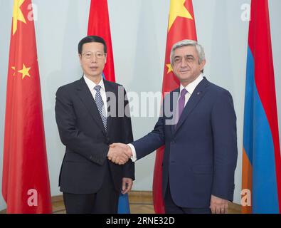 Chinese Vice Premier Zhang Gaoli (L) meets with Armenian President Serzh Sargsyan in Yerevan, Armenia, June 6, 2016. ) (wyo) ARMENIA-CHINA-ZHANG GAOLI-SARGSYAN-MEETING WangxYe PUBLICATIONxNOTxINxCHN   Chinese Vice Premier Zhang Gaoli l Meets With Armenian President Serzh Sargsyan in Yerevan Armenia June 6 2016 wyo Armenia China Zhang Gaoli Sargsyan Meeting WangXYe PUBLICATIONxNOTxINxCHN Banque D'Images