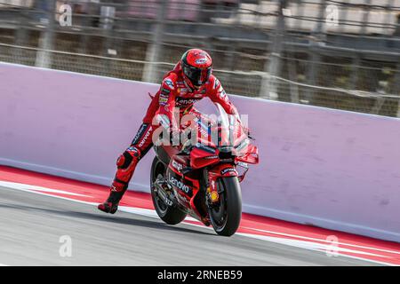 1 septembre 2023 : le circuit de Barcelona-Catalunya, Barcelone, Espagne : Francesco Bagnaia (1) d'Italie et Ducati Team lors des essais libres MOTO GP 1 du Grand Prix de Catalogne sur le circuit de Montmelo Banque D'Images