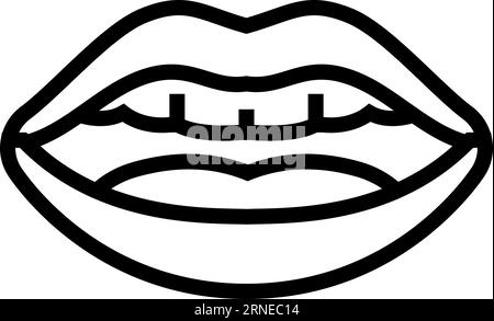 ee letter mouth animate line icon vector illustration Stock Vector