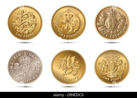 Vector set pièce d'argent britannique. Illustration vectorielle. Illustration de Vecteur
