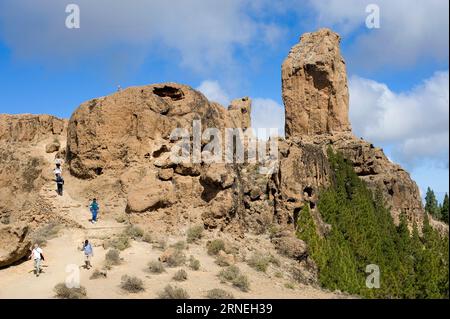 Monumento Natural del Roque Nublo. Parque Rural del Nublo, Tejeda, Gran Canaria, Îles Canaries, Espagne. Banque D'Images