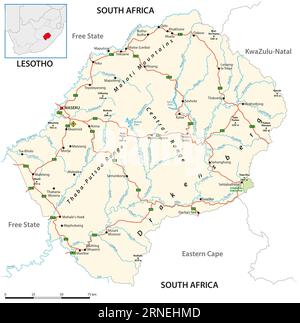 Vector road map of Kingdom of Lesotho Stock Photo