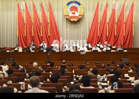 (160624) -- BEIJING, June 24, 2016 -- Yu Zhengsheng, chairman of the National Committee of the Chinese People s Political Consultative Conference (CPPCC), presides over the closing of the 16th meeting of the Standing Committee of 12th CPPCC National Committee in Beijing, capital of China, June 24, 2016. ) (zkr) CHINA-BEIJING-YU ZHENGSHENG-CPPCC-MEETING (CN) LixXueren PUBLICATIONxNOTxINxCHN   160624 Beijing June 24 2016 Yu Zheng Sheng Chairman of The National Committee of The Chinese Celebrities S Political Consultative Conference CPPCC Presid Over The CLOSING of The 16TH Meeting of The thing C Stock Photo