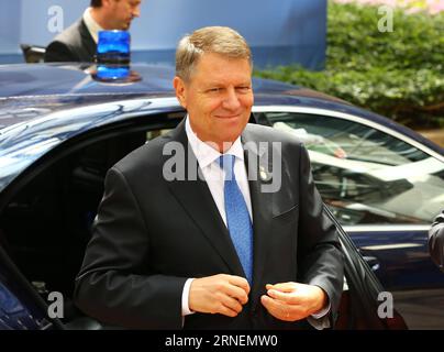 (160628) -- BRUSSELS, June 28, 2016 -- Romanian President Klaus Iohannis arrives for the EU summit meeting at Brussels, Belgium on June 28, 2016. ) BELGIUM-BRUSSELS-EU-SUMMIT GongxBing PUBLICATIONxNOTxINxCHN   160628 Brussels June 28 2016 Romanian President Klaus Iohannis arrives for The EU Summit Meeting AT Brussels Belgium ON June 28 2016 Belgium Brussels EU Summit GongxBing PUBLICATIONxNOTxINxCHN Stock Photo