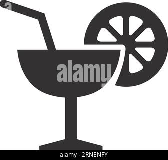 Icône cocktail. Boisson d'été noire symbole noir Illustration de Vecteur