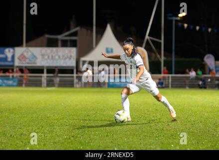 Colomiers, France. 31 août 2023. Sakina Karchaoui joueuse du PSG lors de la finale de la coupe de France Amos féminine contre l'AC Milan à Colomiers, France le 31 août 2023. Photo d'Arnaud Bertrand/ABACAPRESS.COM crédit : Abaca Press/Alamy Live News Banque D'Images