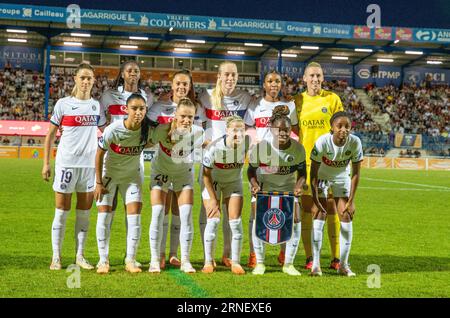 Colomiers, France. 31 août 2023. Équipe du PSG lors de la finale de la coupe de France féminine Amos contre l'AC Milan à Colomiers, France le 31 août 2023. Photo d'Arnaud Bertrand/ABACAPRESS.COM crédit : Abaca Press/Alamy Live News Banque D'Images