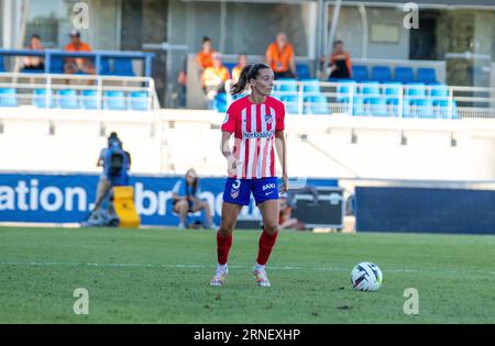 Colomiers, France. 31 août 2023. Joueur de Moraza Atletico Madrid lors de la coupe de France féminine Amos contre Liverpool FC à Colomiers, France le 31 août 2023. Photo d'Arnaud Bertrand/ABACAPRESS.COM crédit : Abaca Press/Alamy Live News Banque D'Images