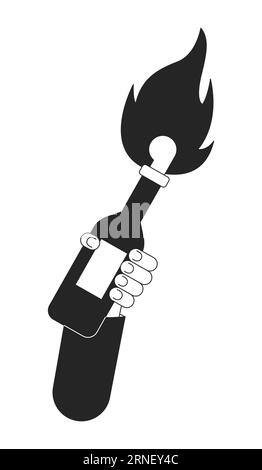 Molotov cocktail flat monochrome isolated vector hand Stock Vector