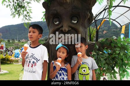 (160710) -- KATHMANDU, July 10, 2016 -- Nepalese kids enjoy ice-creams in front of the fun-tree at the newly-opened Whoopee Land Amusement and Water Park in Chobhar, on the outskirts of Kathmandu, capital of Nepal, July 10, 2016. ) NEPAL-KATHMANDU-WHOOPEE LAND AMUSEMENT AND WATER PARK SunilxSharma PUBLICATIONxNOTxINxCHN   160710 Kathmandu July 10 2016 Nepalese Kids Enjoy ICE Creams in Front of The Fun Tree AT The newly opened Whoopee Country Amusement and Water Park in Chobhar ON The outskirts of Kathmandu Capital of Nepal July 10 2016 Nepal Kathmandu Whoopee Country Amusement and Water Park S Stock Photo