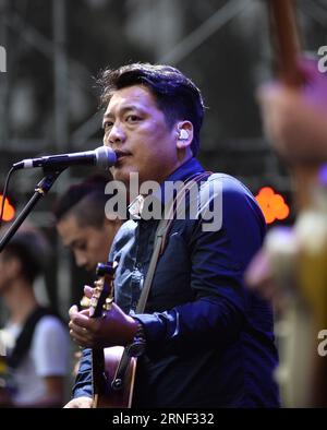 (160715) -- ZAOZHUANG, July 15, 2016 -- Singer Zhang Jian performs in the Typhoon Music Festival in Taierzhuang, east China s Shandong Province, July 15, 2016. The two-day festival kicked off Friday. ) (mp) CHINA-SHANDONG-TAIERZHUANG-MUSIC FESTIVAL (CN) GaoxQimin PUBLICATIONxNOTxINxCHN   160715 Zaozhuang July 15 2016 Singer Zhang Jian performs in The Typhoon Music Festival in Taierzhuang East China S Shan Dong Province July 15 2016 The Two Day Festival kicked off Friday MP China Shan Dong Taierzhuang Music Festival CN GaoxQimin PUBLICATIONxNOTxINxCHN Stock Photo