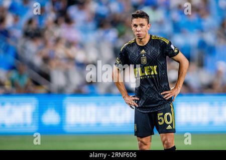 26 août 2023 : le milieu de terrain du Los Angeles FC Filip Krastev lors de la seconde moitié du match de Major League Soccer contre le Charlotte FC au Bank of America Stadium de Charlotte, en Caroline du Nord. (Scott KinserCal Sport Media) Banque D'Images