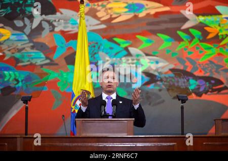 BOGOTA, le 20 juillet 2016 -- le président colombien Juan Manuel Santos prononce un discours lors de la commémoration du 206e anniversaire de l'indépendance, à Bogota, en Colombie, le 20 juillet 2016. COLPRENSA) (egp) (fnc) (wtc) COLOMBIE-BOGOTA-INDÉPENDANCE-COMMÉMORATION e colprensa PUBLICATIONxNOTxINxCHN Bogota juillet 20 2016 le président colombien Juan Manuel Santos prononce un discours lors de la commémoration du 206e anniversaire de l'indépendance à Bogota Colombie LE 20 2016 juillet COLPRENSA EGP FNC WTC Colombie indépendance Bogota commémoration e COLFINPRINxPUTNOxPUTN Banque D'Images