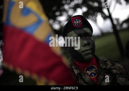 BOGOTA, July 20, 2016 -- A soldier takes part in a military parade during a commemoration of the 206th anniversary of Independence, in Bogota, Colombia, on July 20, 2016. Jhon Paz) (egp) (fnc) (wtc) COLOMBIA-BOGOTA-INDEPENDENCE-COMMEMORATION e Jhonpaz PUBLICATIONxNOTxINxCHN   Bogota July 20 2016 a Soldier Takes Part in a Military Parade during a Commemoration of The 206th Anniversary of Independence in Bogota Colombia ON July 20 2016 Jhon Paz EGP FNC WTC Colombia Bogota Independence Commemoration e Jhonpaz PUBLICATIONxNOTxINxCHN Stock Photo