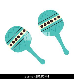 musical instrument mexican maracas in blue color Stock Vector