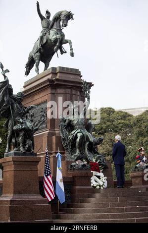 (160804) -- BUENOS AIRES, Aug. 4, 2016 -- U.S. Secretary of State John Kerry attends a wreath-laying ceremony at the General Jose de San Martin Memorial at the San Martin Square, in Buenos Aires, capital of Argentina, on Aug. 4, 2016. Kerry s visit is seen as the next step in a rapprochement which saw U.S. President Barack Obama visit in March. ) (jg) (fnc) ARGENTINA-BUENOS AIRES-US-POLITICS-VISIT MARTINxZABALA PUBLICATIONxNOTxINxCHN   160804 Buenos Aires Aug 4 2016 U S Secretary of State John Kerry Attends a Wreath Laying Ceremony AT The General Jose de San Martin Memorial AT The San Martin S Stock Photo