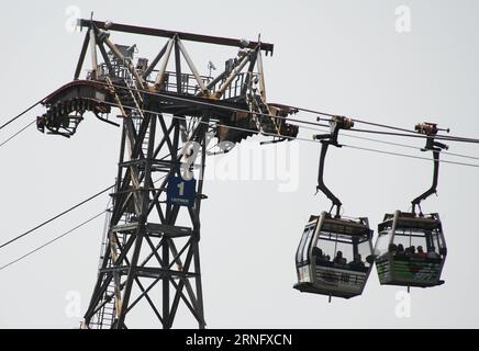 (160826) -- HONG KONG, Aug. 26, 2016 -- Photo taken on Aug. 26, 2016 shows Ngong Ping 360 cable car in Hong Kong, south China. Ngong Ping 360 cable car service will be closed temporarily for maintenance from Sept. 1 to 5. Ngong Ping Village remains open to guests and can be reached by bus or taxi. Cable Car service will resume on Sept. 6. )(mcg) CHINA-HONG KONG-NGONG PING 360 CABLE CAR-MAINTENANCE (CN) WangxShen PUBLICATIONxNOTxINxCHN   160826 Hong Kong Aug 26 2016 Photo Taken ON Aug 26 2016 Shows Ngong Ping 360 Cable Car in Hong Kong South China Ngong Ping 360 Cable Car Service will Be Closed Stock Photo