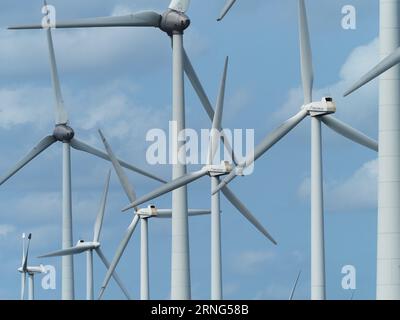 Chaos éolien, photographié sur la côte néerlandaise à Borssele, Zélande, pays-Bas. Banque D'Images