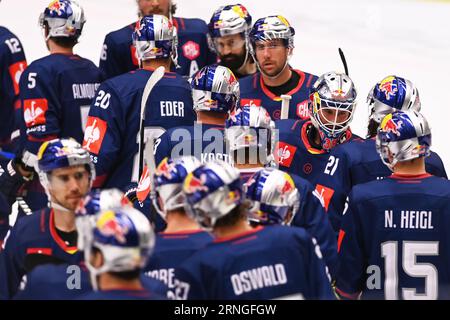 Ostrava, Czech Republic. 01st Sep, 2023. Hockey players of EHC Red Bull Munich after the Ice-hockey Champions League game: HC Vitkovice Ridera vs EHC Red Bull Munich (Germany) in Ostrava, Czech Republic, September 1, 2023. Credit: Jaroslav Ozana/CTK Photo/Alamy Live News Stock Photo