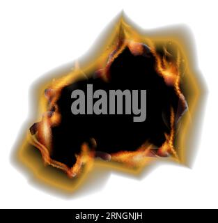 Burning parchment. Paper fire hole realistic mockup Illustration de Vecteur