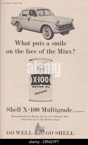 Shell X-100 Publicité vintage multigrade. Banque D'Images