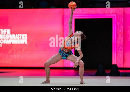 Valencia, Espagne. 23 août 2023. Kaleyn Boryana (BUL) vu en action lors des 40e Championnats du monde FIG DE gymnastique rythmique Valence 2023 à Feria de Valencia, Valence. (Photo de Fabrizio Carabelli/SOPA Images/Sipa USA) crédit : SIPA USA/Alamy Live News Banque D'Images