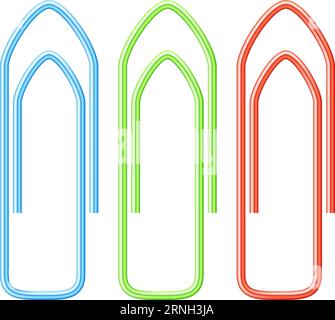 Color paper clips. Metallic office stationery set Illustration de Vecteur