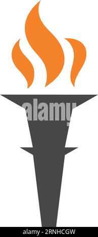 Sport competition symbol. Firing torch. Ceremonial flame Stock Vector