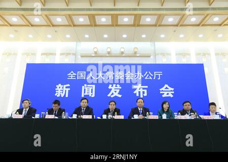 (161225) -- BEIJING, Dec. 25, 2016 -- The National People s Congress (NPC) Standing Committee holds a press conference about the laws on traditional Chinese medicine, environment tax and public culture services after the 25th session of the 12th NPC Standing Committee in Beijing, capital of China, Dec. 25, 2016. ) (zkr) CHINA-BEIJING-NPC-PRESS CONFERENCE(CN) ZhangxYuwei PUBLICATIONxNOTxINxCHN   Beijing DEC 25 2016 The National Celebrities S Congress NPC thing Committee holds a Press Conference About The Laws ON Traditional Chinese Medicine Environment Tax and Public Culture Services After The Stock Photo