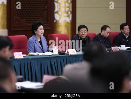 (170123) -- BEIJING, le 23 janvier 2017 -- le vice-premier ministre chinois Liu Yandong (1e L) assiste à la 33e réunion de la Commission du diplôme universitaire du Conseil d'État à Beijing, capitale de la Chine, le 23 janvier 2017.) (Lb) CHINA-BEIJING-LIU YANDONG-MEETING (CN) YanxYan PUBLICATIONxNOTxINxCHN Beijing Jan 23 2017 le vice-premier ministre chinois Liu Yandong 1st l assiste à la 33e réunion de la Commission des diplômes universitaires du Conseil d'Etat à Beijing capitale de la Chine Jan 23 2017 LB China Beijing Liu Yandong Meeting CN YanxYan PUBLICATIONxNOTxINxCHN Banque D'Images