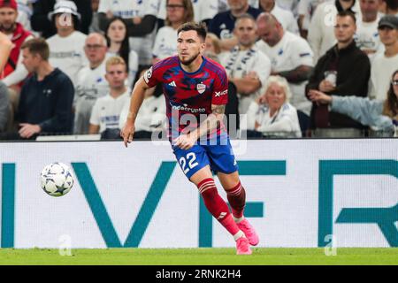 Kopenhaga, Danemark. 30 août 2023. Deian Sorescu de Rakow Czestochowa vu en action lors du match de football Eliminations UEFA Champions League 2023/2024 entre le FC Copenhague et Rakow Czestochowa au Parken Stadium. Score final ; FC Copenhague 1:1 Rakow Czestochowa. Crédit : SOPA Images Limited/Alamy Live News Banque D'Images