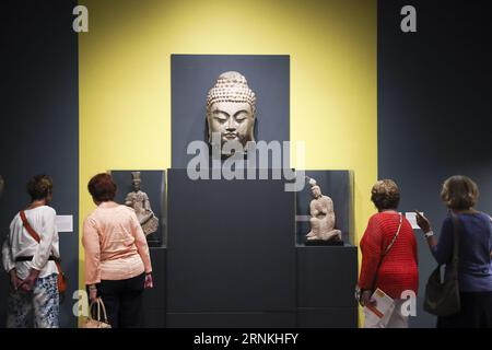 (170402) -- PALM BEACH, le 2 avril 2017 -- des visiteurs visitent une exposition chinoise permanente au Norton Museum of Art à West Palm Beach, aux États-Unis, le 21 mars 2017. Depuis leur construction en 1938, les jardins botaniques conçus par Mme Lorenzo Woodhouse ont servi de guide aux nouveaux propriétaires qui cherchent l’inspiration pour aménager leurs propres maisons. À seulement cinq minutes en voiture, au Norton Museum of Art à West Palm Beach, une exposition chinoise permanente impressionne également ses visiteurs. (zy) U.S.-PALM BEACH-CULTURE CHINOISE WangxYing PUBLICATIONxNOTxINxCHN Palm Beach avril 2 2017 célébrités Visi Banque D'Images