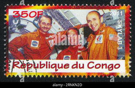 CONGO - CIRCA 2011 : timbre imprimé par le Congo, montre astronaute, circa 2011 Banque D'Images