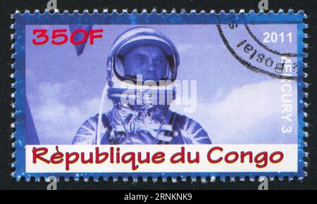 CONGO - CIRCA 2011 : timbre imprimé par le Congo, montre astronaute, circa 2011 Banque D'Images