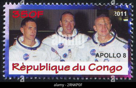 CONGO - CIRCA 2011 : timbre imprimé par le Congo, montre astronaute, circa 2011 Banque D'Images