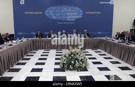 (170424) -- ATHÈNES, le 24 avril 2017 -- une photo prise le 24 avril 2017 montre une scène du Forum des civilisations anciennes à Athènes, en Grèce. Le premier Forum des civilisations anciennes a débuté lundi alors que les pays représentant les premières civilisations humaines à travers le monde cherchent à mettre en commun leur sagesse pour aborder les problèmes et les défis actuels. (Zjy) GRÈCE-ATHÈNES-FORUM DES CIVILISATIONS ANCIENNES MariosxLolos PUBLICATIONxNOTxINxCHN Athènes avril 24 2017 une photo prise LE 24 2017 avril montre une scène du Forum des civilisations anciennes à Athènes Grèce le premier Forum des civilisations anciennes a débuté LE mois DE mai Banque D'Images
