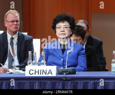 (170519) -- BERLIN, le 19 mai 2017 -- Li Bin, chef de la Commission nationale chinoise de la santé et de la planification familiale, assiste à la réunion des ministres de la santé du G20 à Berlin, capitale de l Allemagne, le 19 mai 2017. La réunion des ministres de la Santé du G20 a débuté vendredi et durera jusqu’à samedi. )(gl) ALLEMAGNE-BERLIN-G20-RÉUNION DES MINISTRES DE LA SANTÉ ShanxYuqi PUBLICATIONxNOTxINxCHN Berlin Mai 19 2017 Chef de la Commission nationale de la santé et de la planification familiale de la Chine Left Am assiste à la réunion des ministres de la Santé du G20 à Berlin capitale de l'Allemagne LE 19 2017 mai la réunion des ministres de la Santé du G20 a débuté vendredi et le sera Banque D'Images