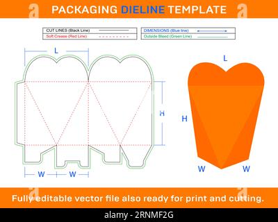 Boîte de forme de coeur 3D, modèle de ligne de matrice de boîte de rangement SVG, ai, EPS, PDF, DXF, JPG, fichier PNG Illustration de Vecteur