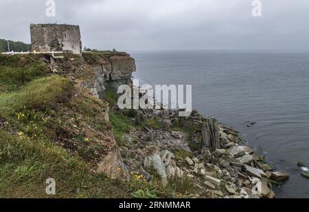 Vue sur la mer baltique et les falaises depuis le phare de Pakri Banque D'Images