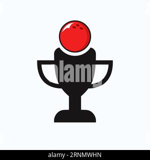 Concept de logo de bowling Championship Trophy avec icône Bowling et Trophy Illustration de Vecteur